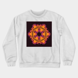 Dot Mandala Flower Orange Pink and Black Crewneck Sweatshirt